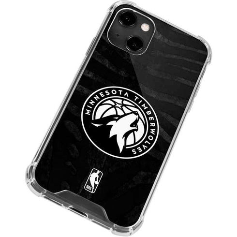 NBA Minnesota Timberwolves Black Animal Print iPhone 14 Clear Case